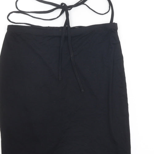 ASOS Womens Black Viscose Bandage Skirt Size 10 Tie