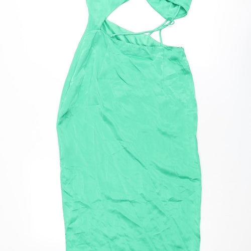 Zara Womens Green Polyester Bodycon Size XS V-Neck Zip