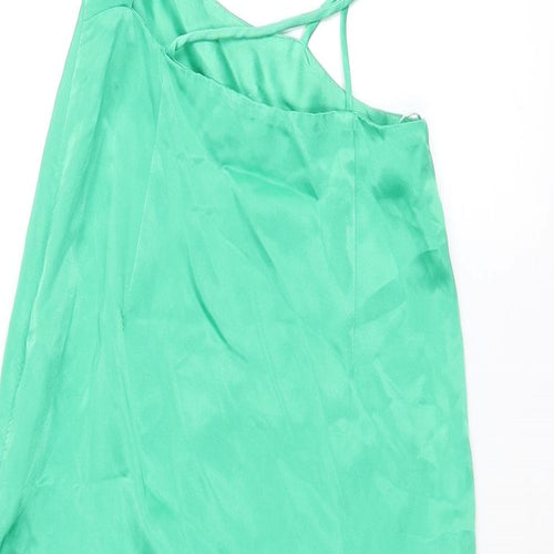 Zara Womens Green Polyester Bodycon Size XS V-Neck Zip