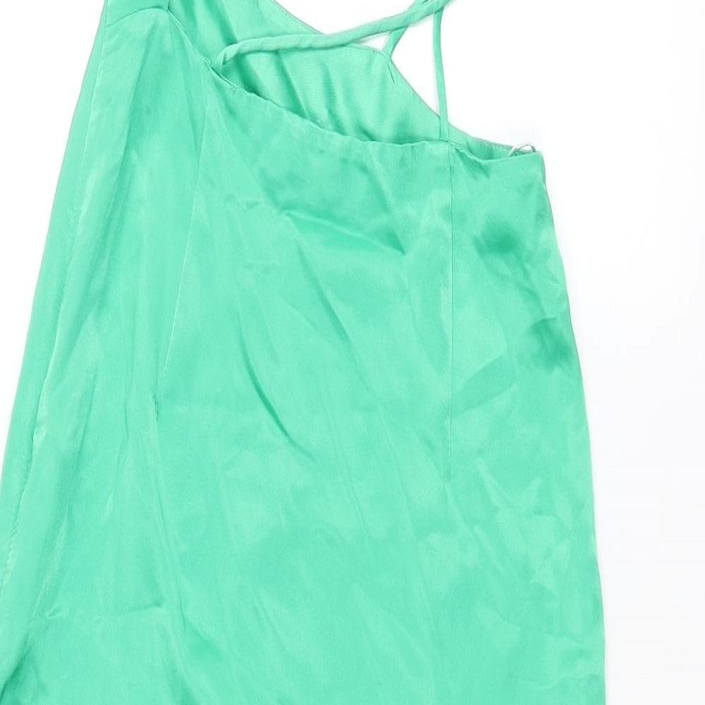 Zara Womens Green Polyester Bodycon Size XS V-Neck Zip