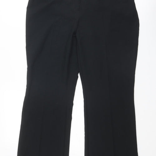 BHS Womens Black Polyester Trousers Size 14 L27 in Regular Zip