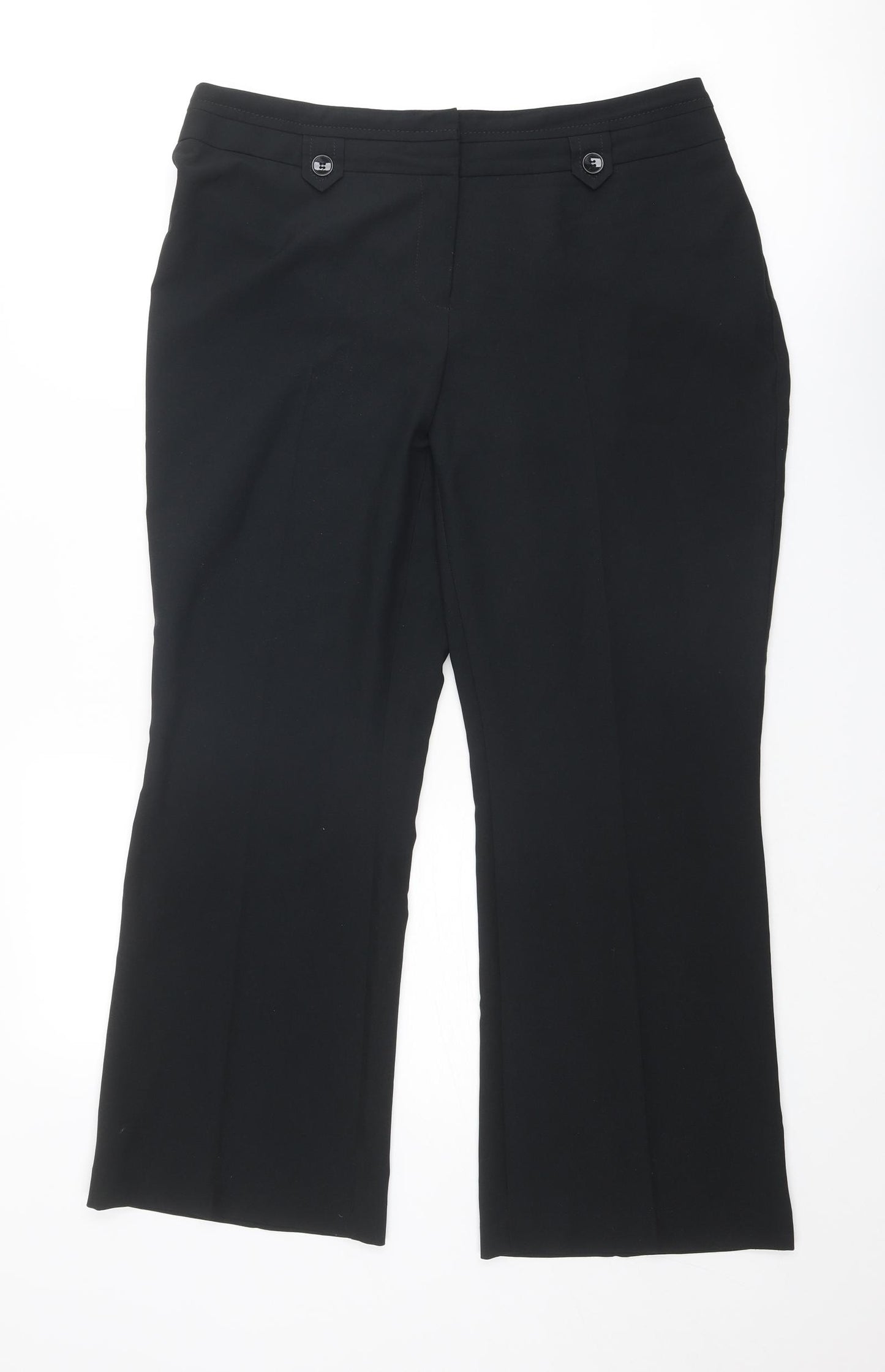 BHS Womens Black Polyester Trousers Size 14 L27 in Regular Zip