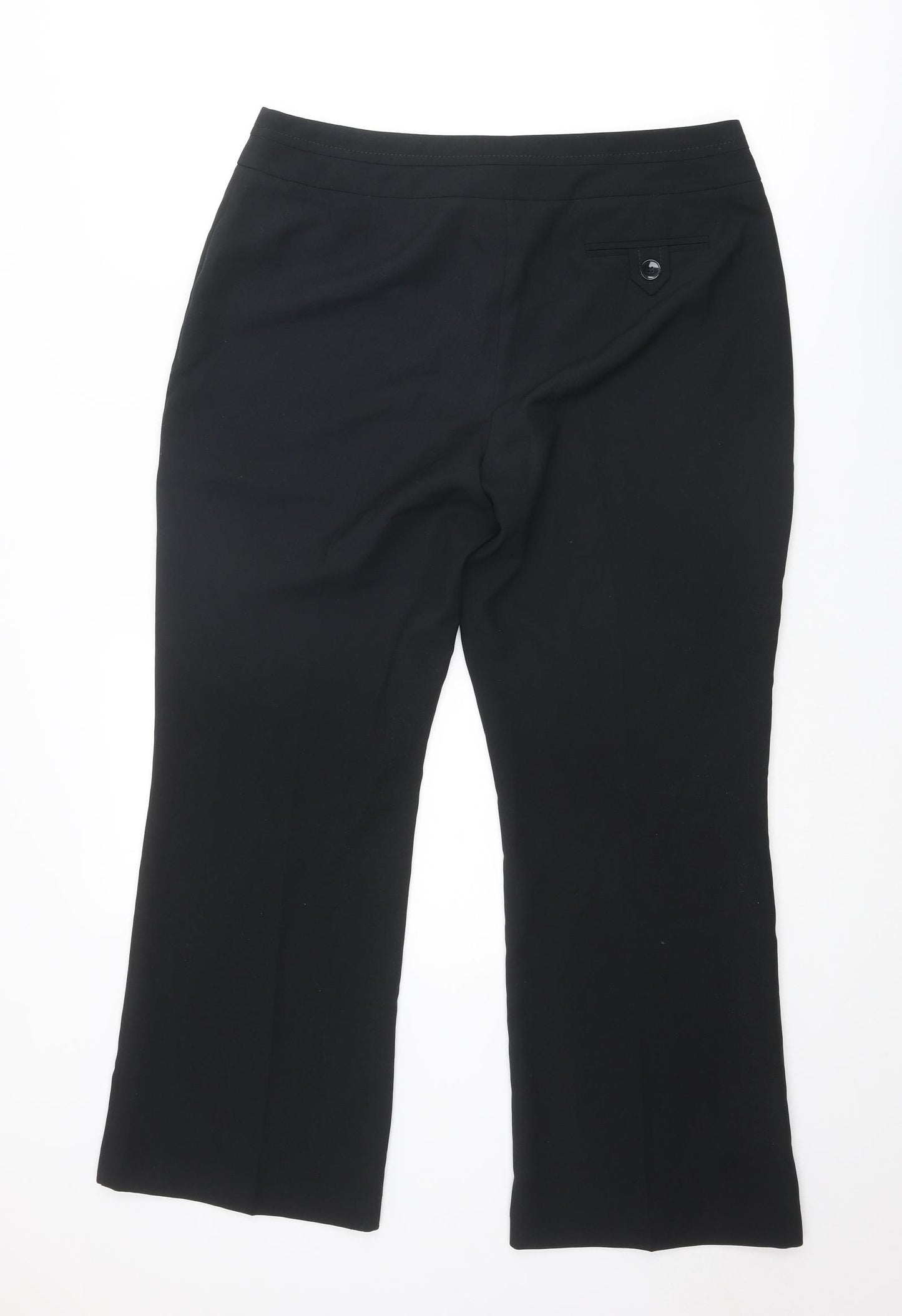 BHS Womens Black Polyester Trousers Size 14 L27 in Regular Zip