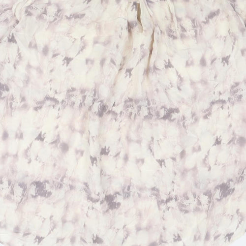 Modern Rarity Womens Ivory Geometric Silk Basic Blouse Size 10 Round Neck - Marble Print