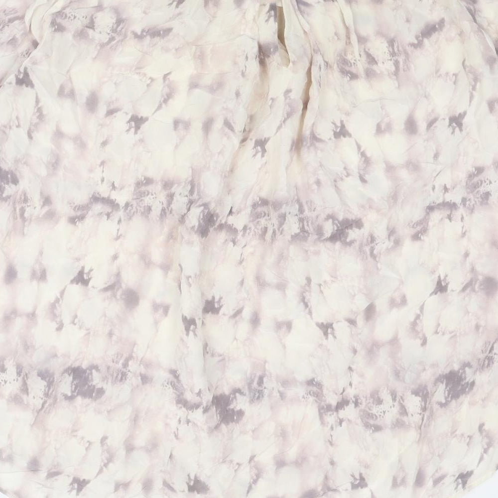 Modern Rarity Womens Ivory Geometric Silk Basic Blouse Size 10 Round Neck - Marble Print