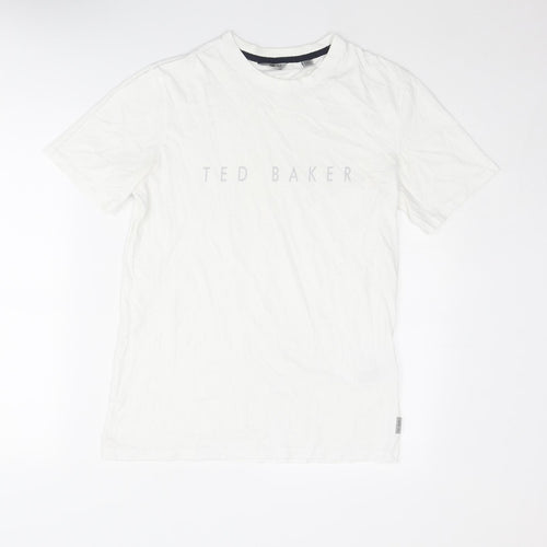 Ted Baker Mens White Cotton T-Shirt Size S Crew Neck