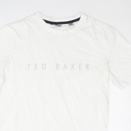 Ted Baker Mens White Cotton T-Shirt Size S Crew Neck