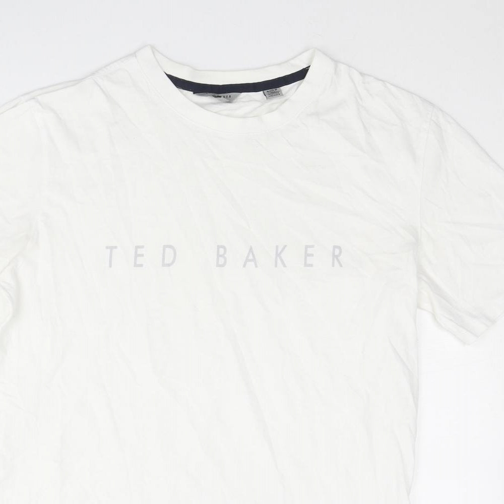 Ted Baker Mens White Cotton T-Shirt Size S Crew Neck