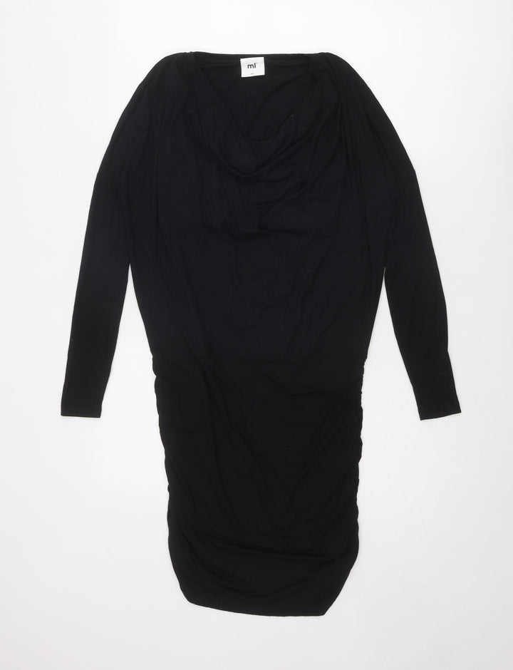 ML Collections Womens Black Polyester Bodycon Size XS Cowl Neck Pullover