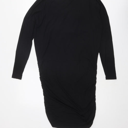 ML Collections Womens Black Polyester Bodycon Size XS Cowl Neck Pullover