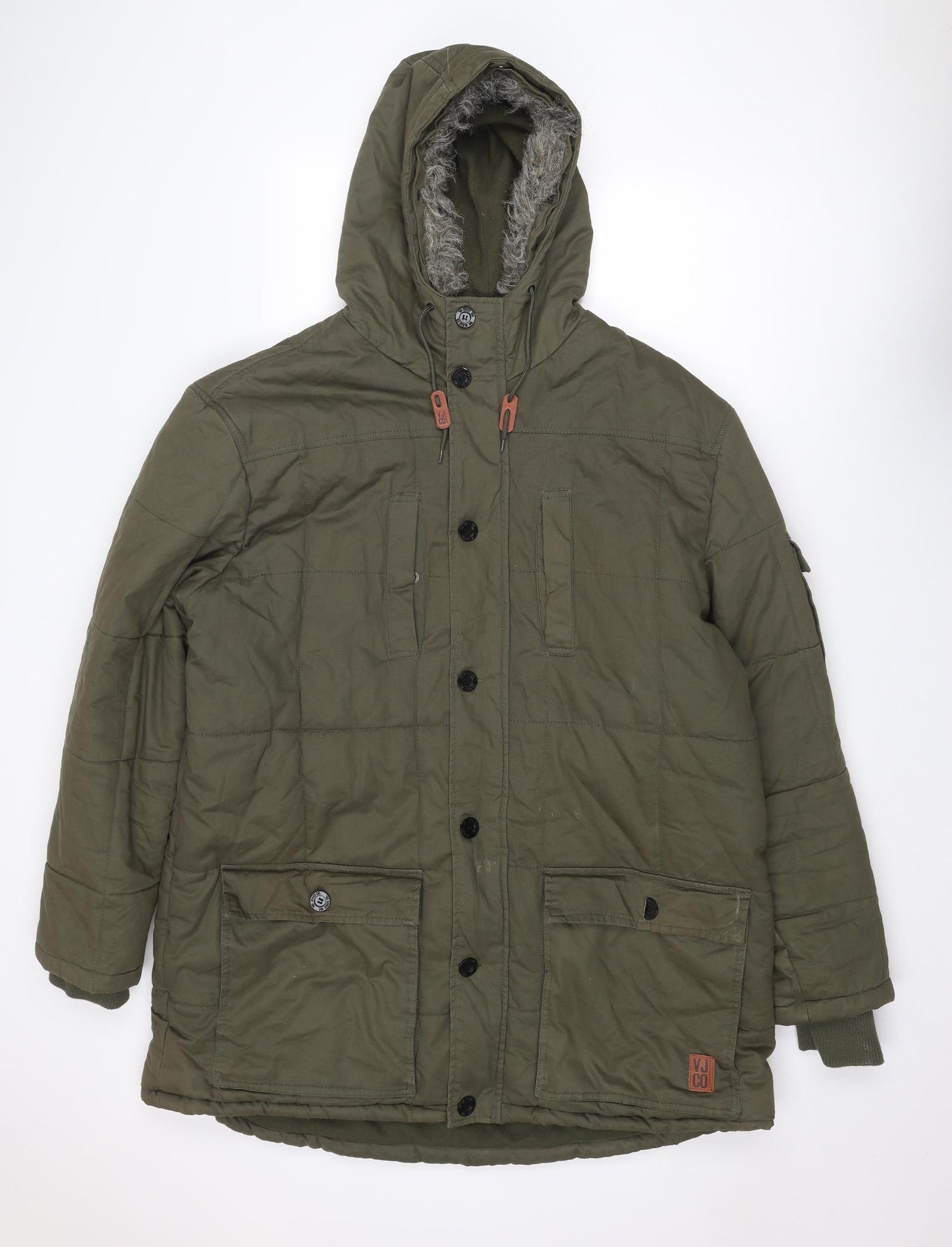 Voi Jeans Mens Green Quilted Jacket Size 2XL Snap