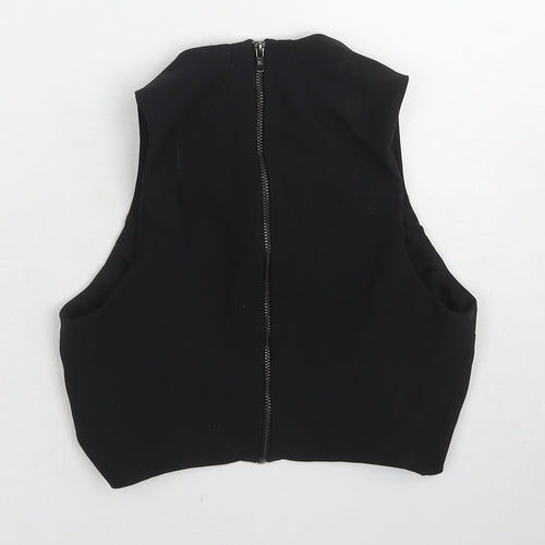 Topshop Womens Black Polyester Basic Tank Size 6 Round Neck