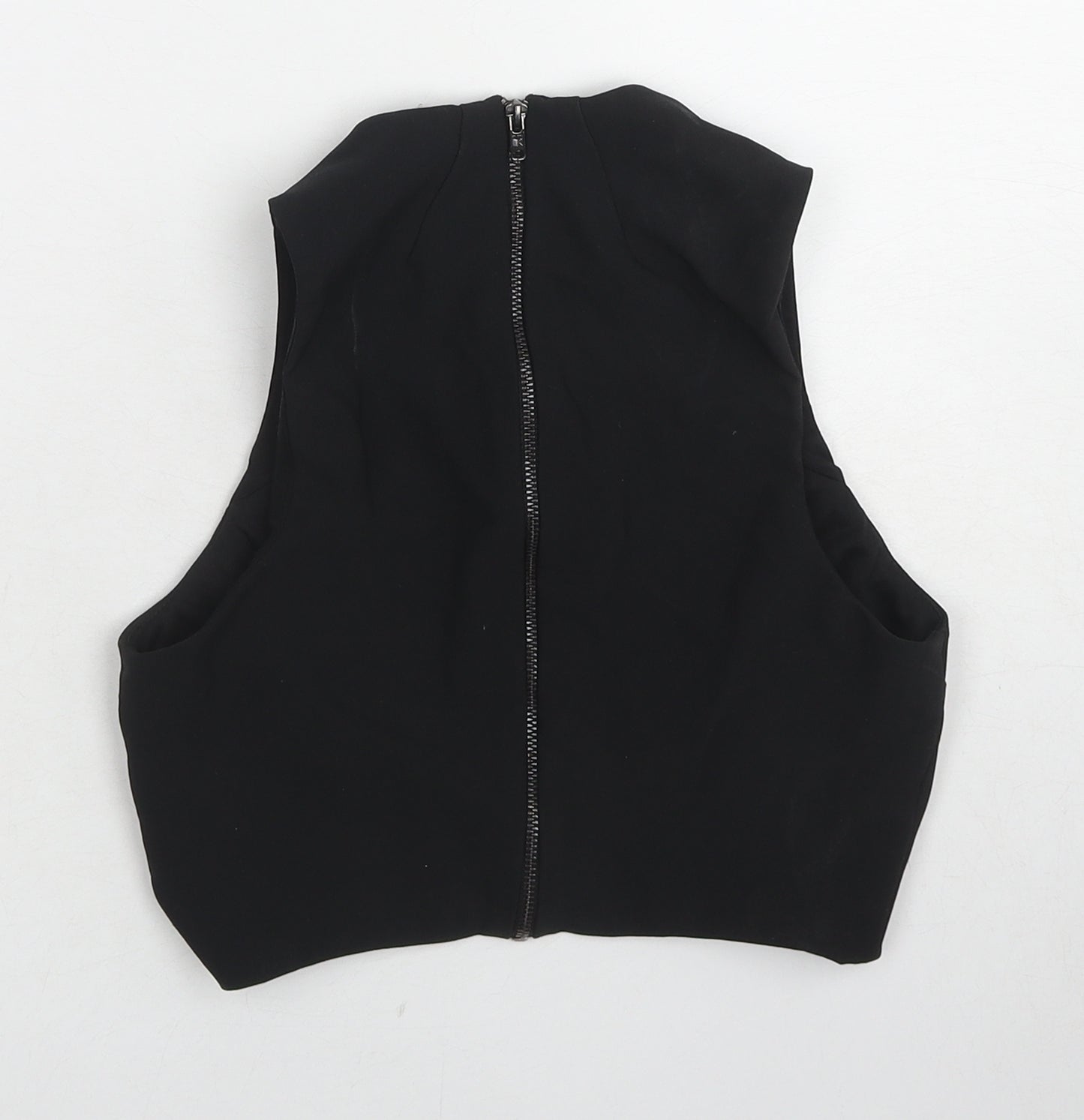 Topshop Womens Black Polyester Basic Tank Size 6 Round Neck