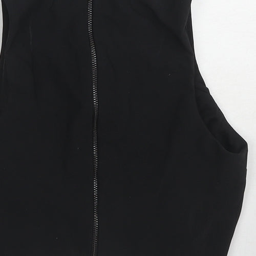 Topshop Womens Black Polyester Basic Tank Size 6 Round Neck
