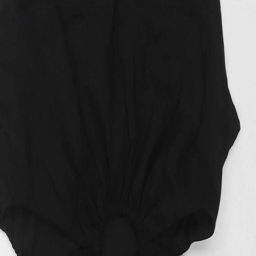 Zara Womens Black Polyester Bodycon Size S Round Neck Zip