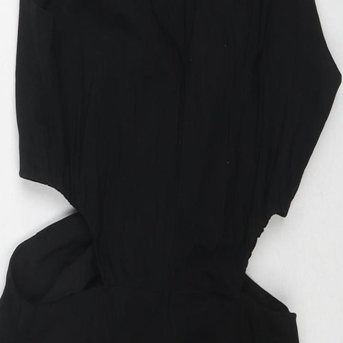 Zara Womens Black Polyester Bodycon Size S Round Neck Zip