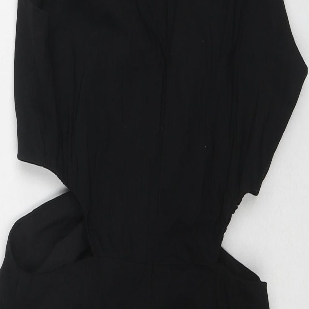 Zara Womens Black Polyester Bodycon Size S Round Neck Zip