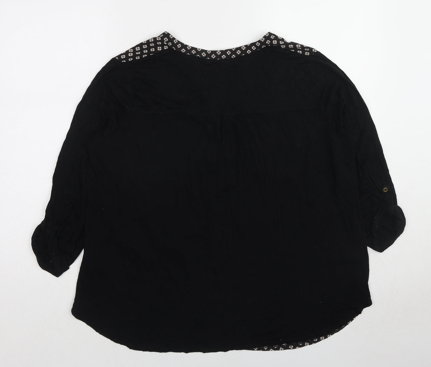 Marks and Spencer Womens Black Geometric Polyester Basic Blouse Size 18 V-Neck
