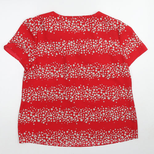 Bonmarché Womens Red Polka Dot Polyester Basic Blouse Size 18 Boat Neck