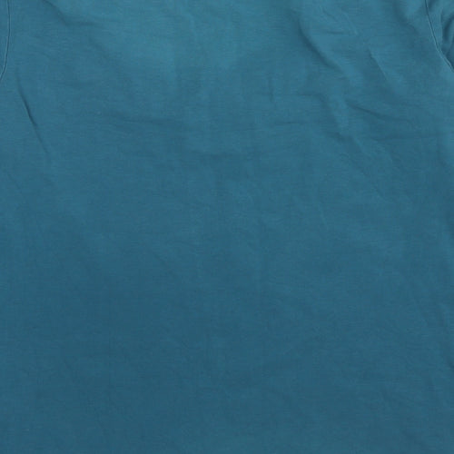 FLOWER Womens Blue Cotton Basic T-Shirt Size 12 Scoop Neck