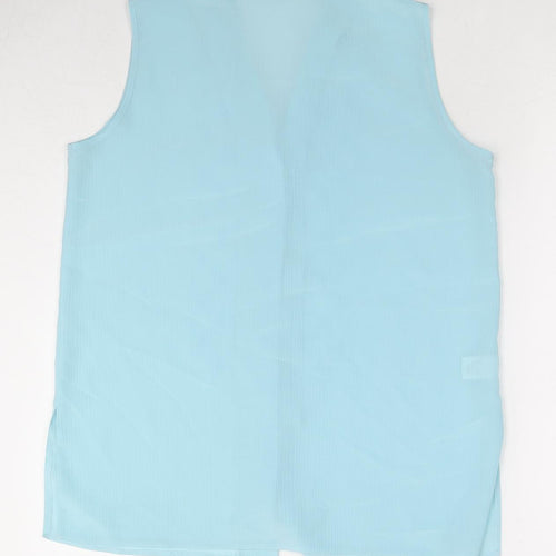 Robento Celli Womens Blue Polyester Basic Button-Up Size 14 Collared