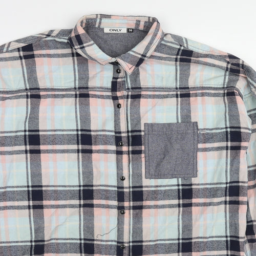 Only Womens Multicoloured Plaid Cotton Basic Button-Up Size 10 Collared