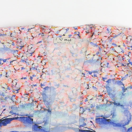 NEXT Girls Multicoloured Geometric Polyester Kimono Blouse Size 3 Years V-Neck Pullover - Butterfly Pattern