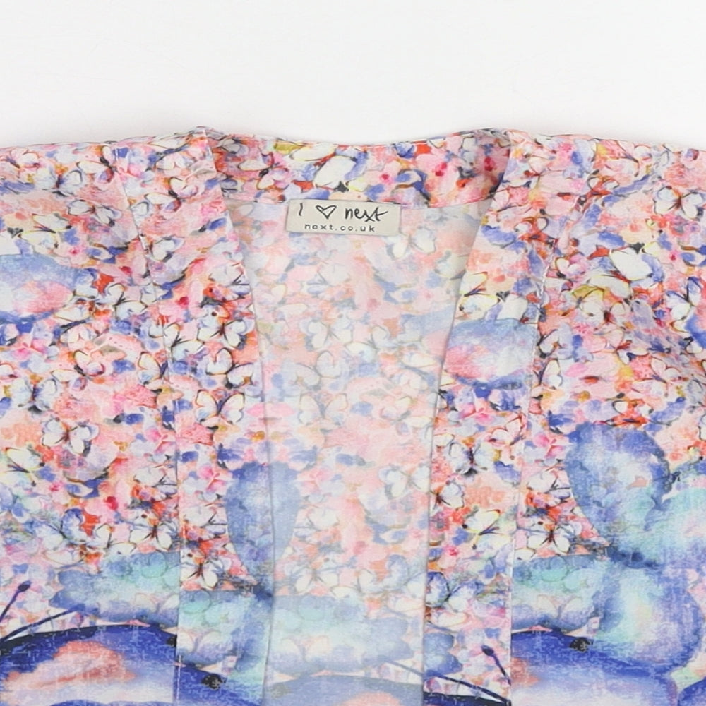 NEXT Girls Multicoloured Geometric Polyester Kimono Blouse Size 3 Years V-Neck Pullover - Butterfly Pattern