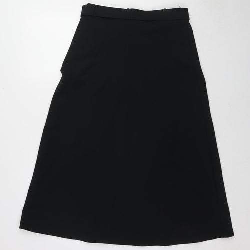 Marks and Spencer Womens Black Polyester A-Line Skirt Size 12 Zip - Belt included