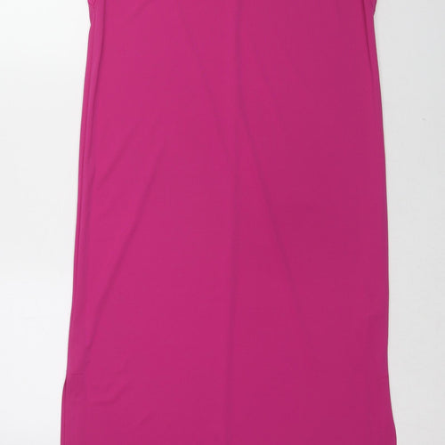 Marks and Spencer Womens Pink Polyester T-Shirt Dress Size 8 Scoop Neck Pullover