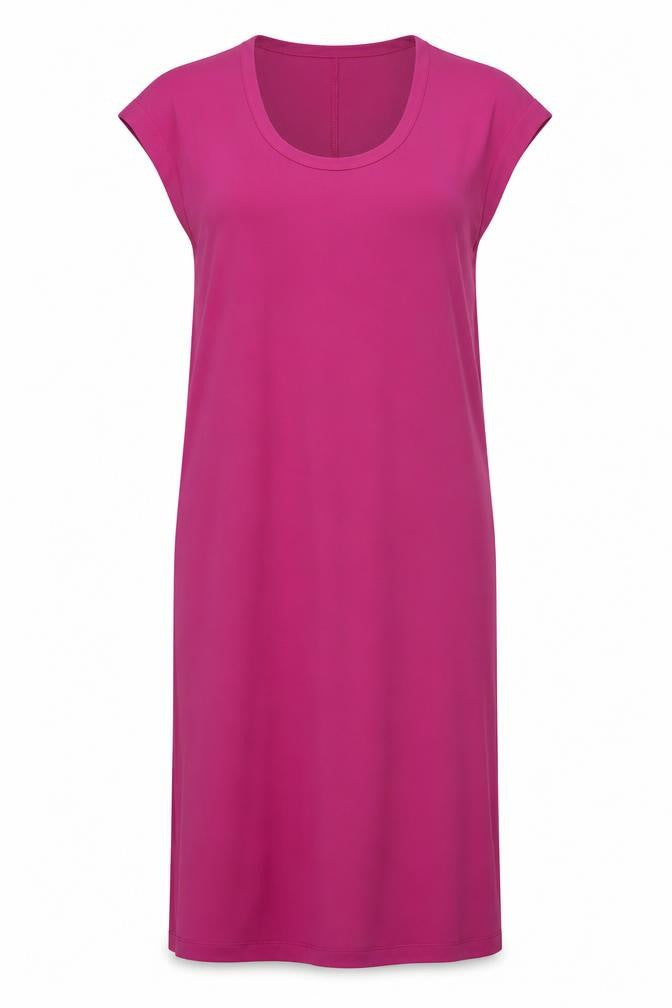 Marks and Spencer Womens Pink Polyester T-Shirt Dress Size 8 Scoop Neck Pullover