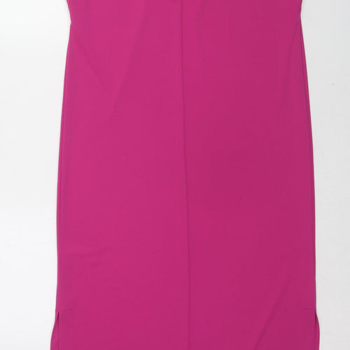 Marks and Spencer Womens Pink Polyester T-Shirt Dress Size 8 Scoop Neck Pullover