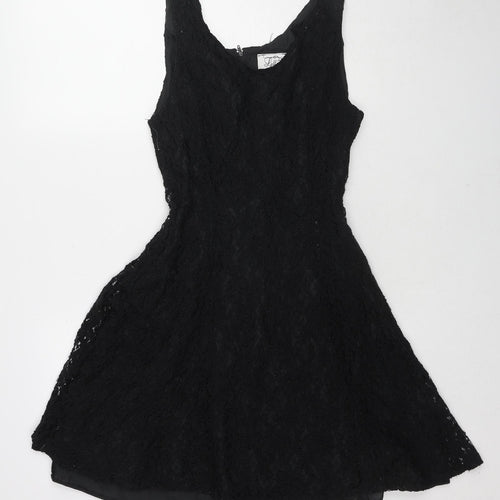 Lella Of London Womens Black Polyester Fit & Flare Size 14 Scoop Neck Zip