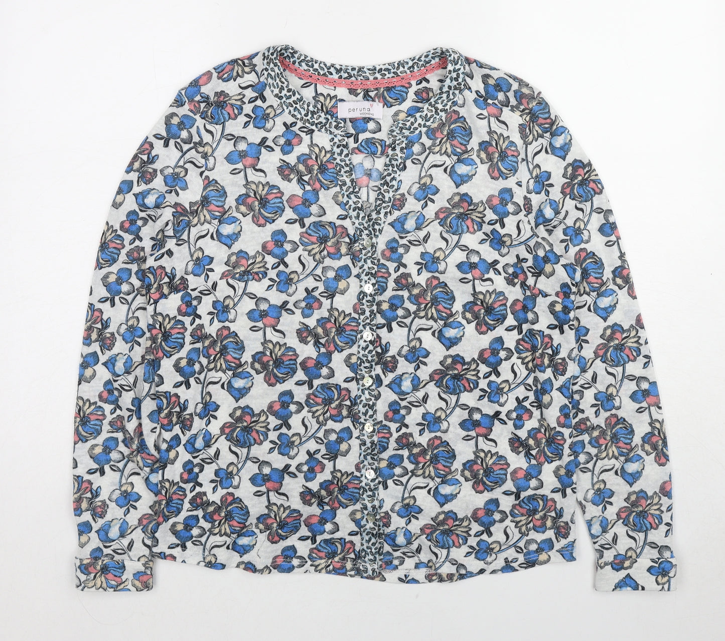 Per Una Womens Multicoloured V-Neck Floral Polyester Cardigan Jumper Size 14