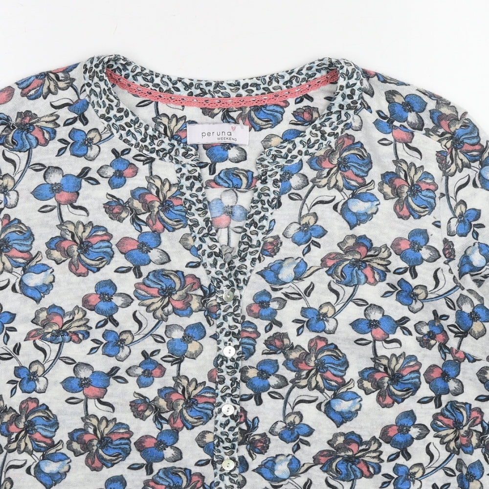 Per Una Womens Multicoloured V-Neck Floral Polyester Cardigan Jumper Size 14