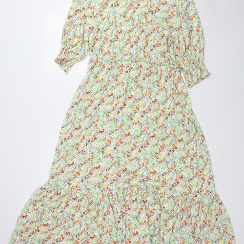 Marks and Spencer Womens Multicoloured Floral Viscose A-Line Size 16 Round Neck Pullover