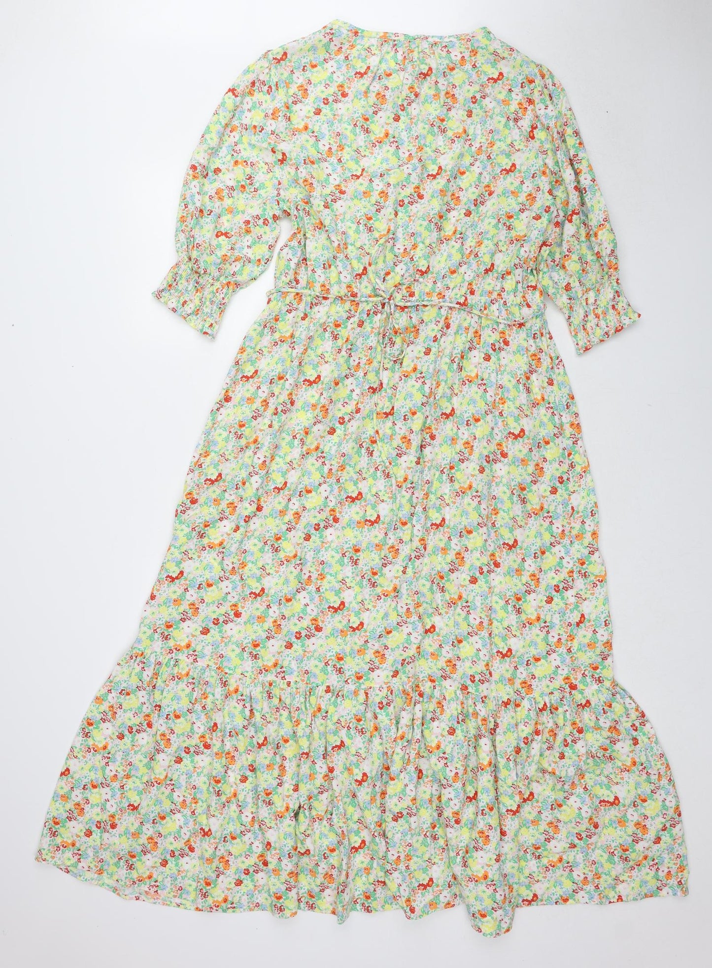 Marks and Spencer Womens Multicoloured Floral Viscose A-Line Size 16 Round Neck Pullover