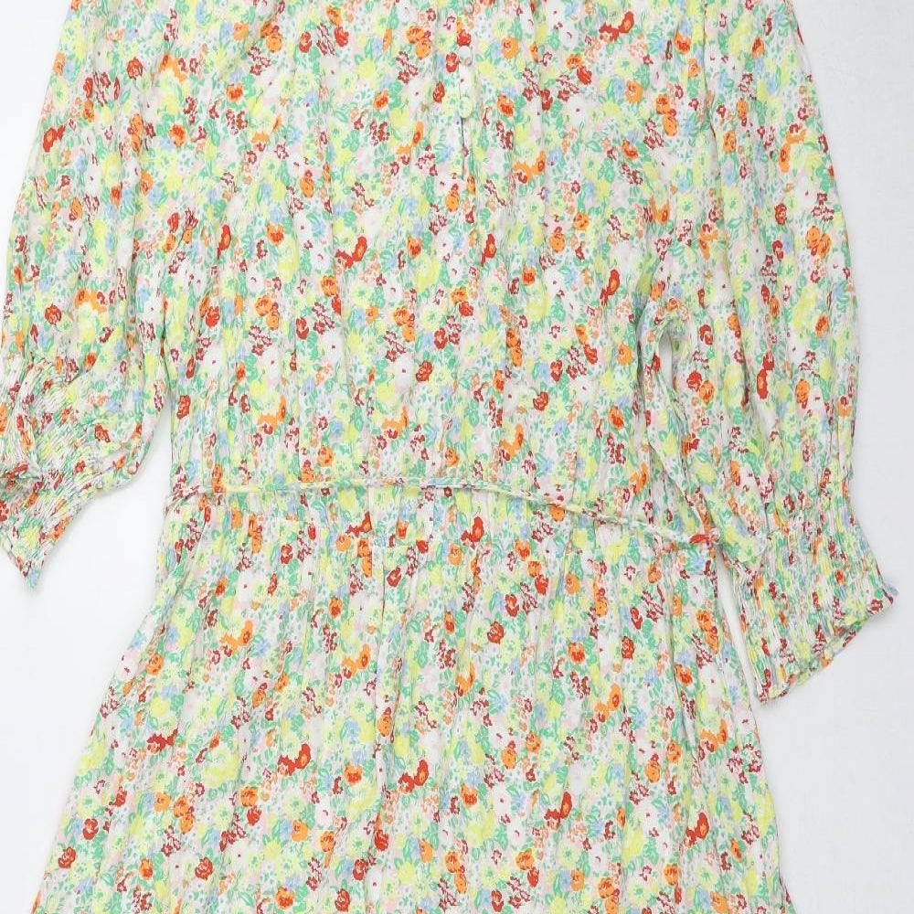 Marks and Spencer Womens Multicoloured Floral Viscose A-Line Size 16 Round Neck Pullover
