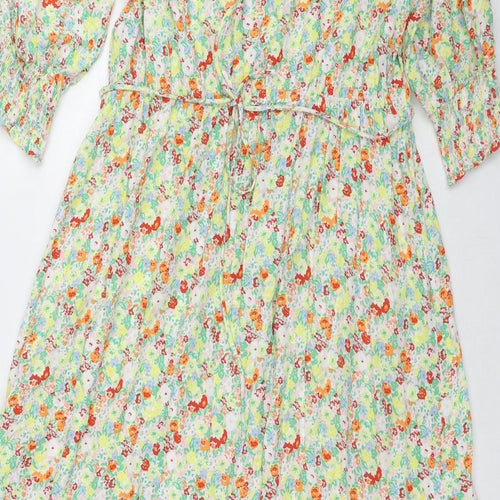 Marks and Spencer Womens Multicoloured Floral Viscose A-Line Size 16 Round Neck Pullover