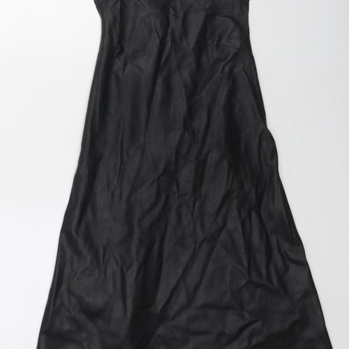 Zara Womens Black Viscose Tank Dress Size S Round Neck Tie