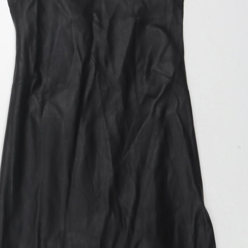 Zara Womens Black Viscose Tank Dress Size S Round Neck Tie