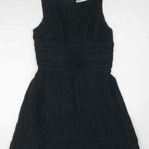 LEON MAX Womens Black Cotton A-Line Size 6 Round Neck Zip