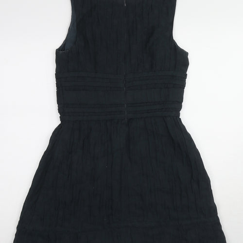 LEON MAX Womens Black Cotton A-Line Size 6 Round Neck Zip