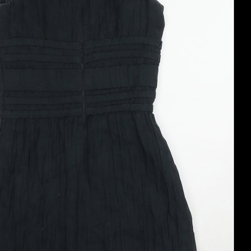 LEON MAX Womens Black Cotton A-Line Size 6 Round Neck Zip