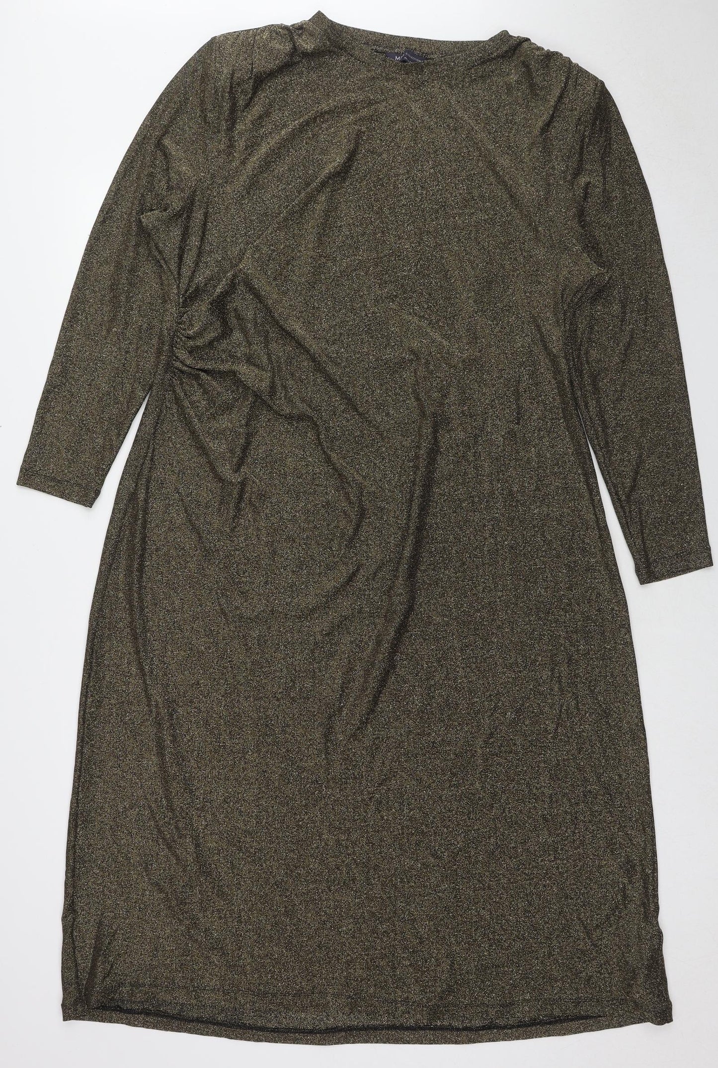 Marks and Spencer Womens Gold Geometric Polyamide A-Line Size 20 Round Neck Pullover