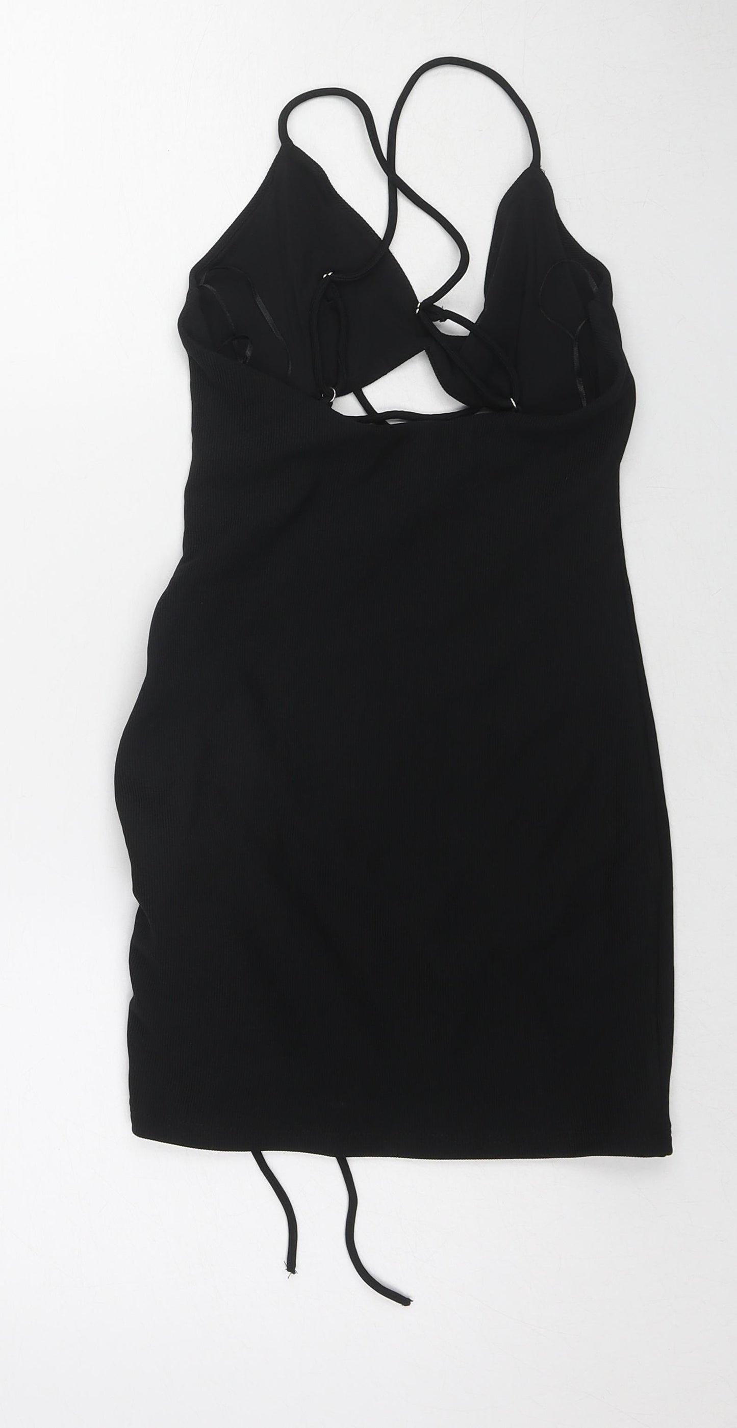 Bershka Womens Black Polyester Bodycon Size S V-Neck Pullover