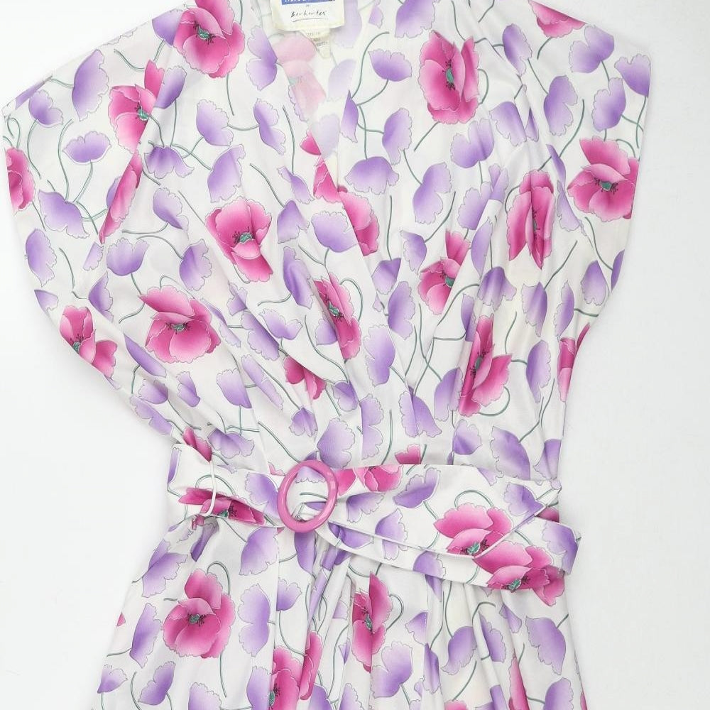 Berkertex Womens Multicoloured Floral Polyester A-Line Size 18 V-Neck Pullover