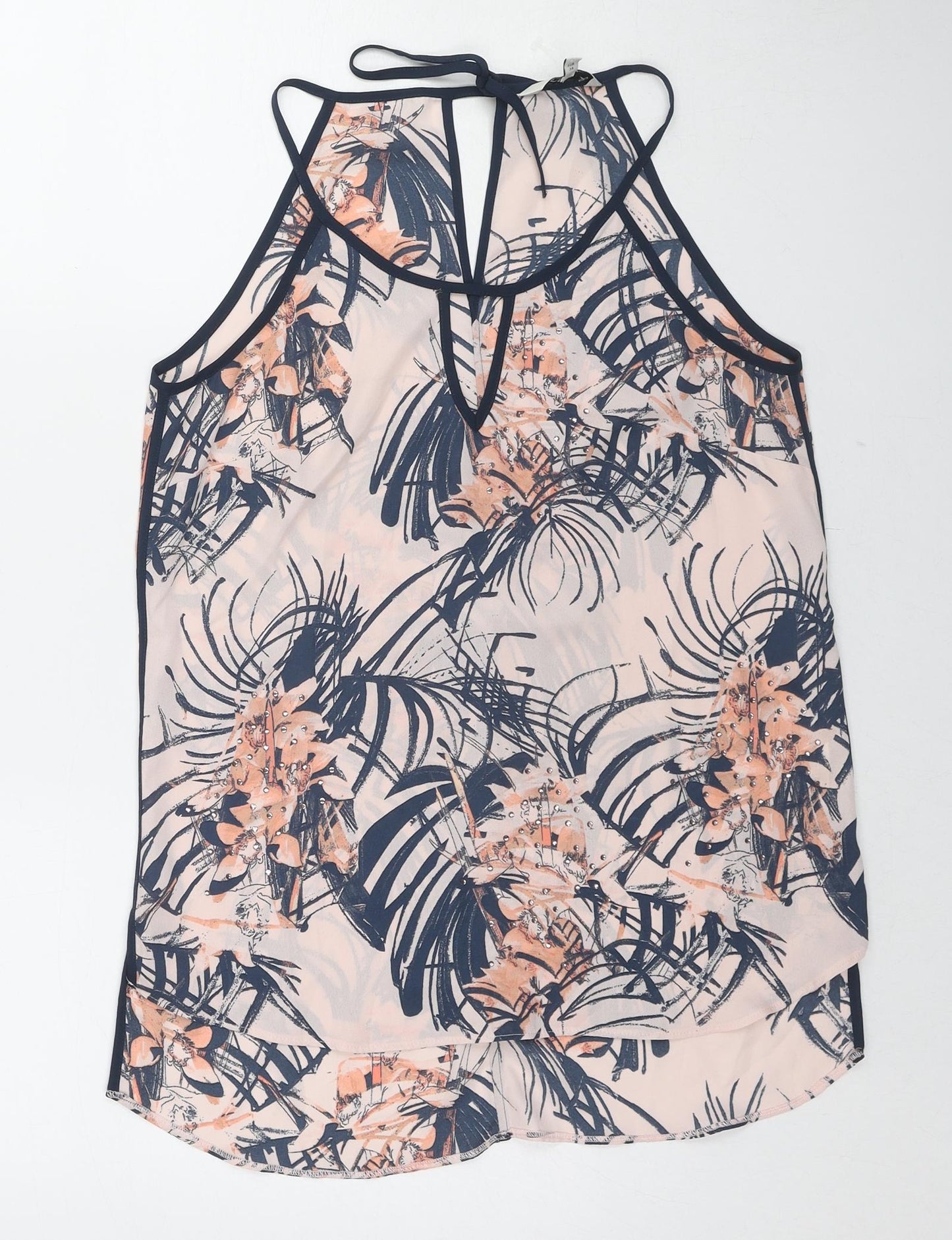 NEXT Womens Multicoloured Floral Polyester Basic Tank Size 6 Round Neck