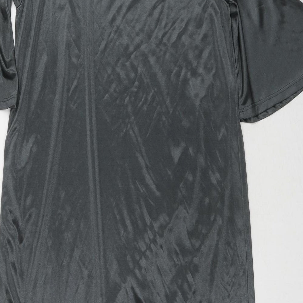 Zara Womens Grey Viscose A-Line Size S Round Neck Pullover - Cold shoulder