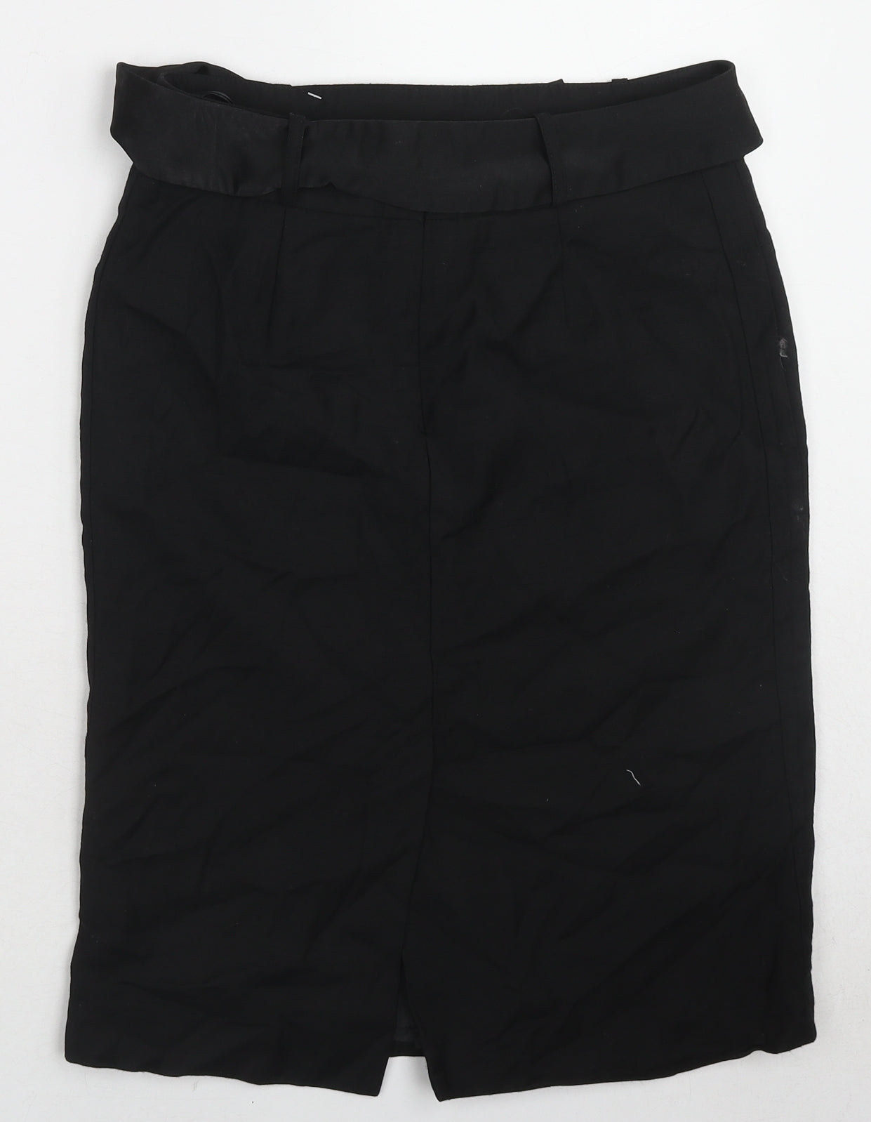 Monsoon Womens Black Polyester A-Line Skirt Size 8 Zip - Belt included